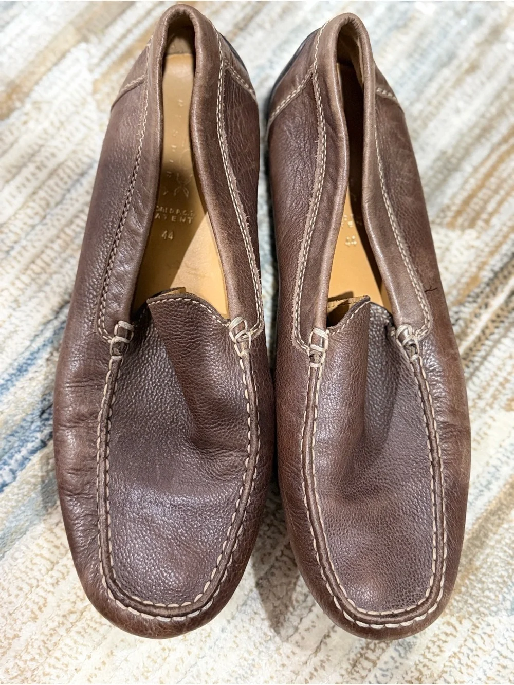 Geox Brown Pebbled Leather Slip-On Moccasins